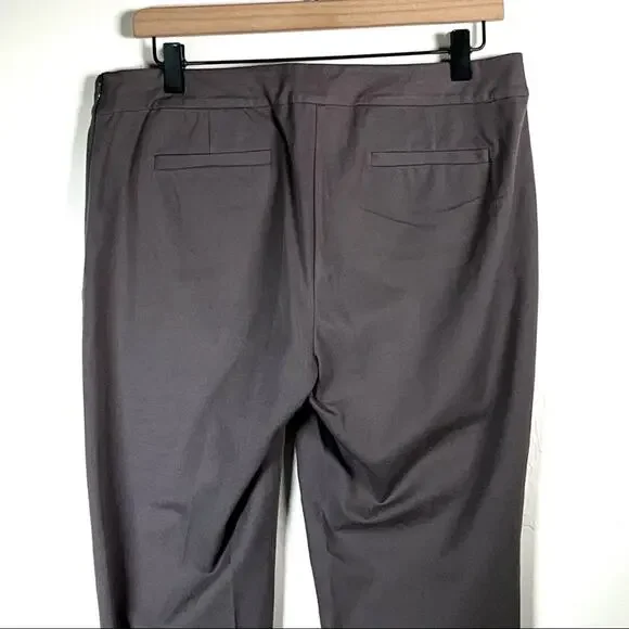 Eileen Fisher gray straight leg casual chino pants w ankle zippers small S B90 - Picture 3 of 5